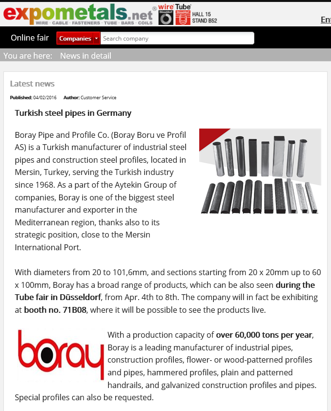 Turkish steel pipes in Germany